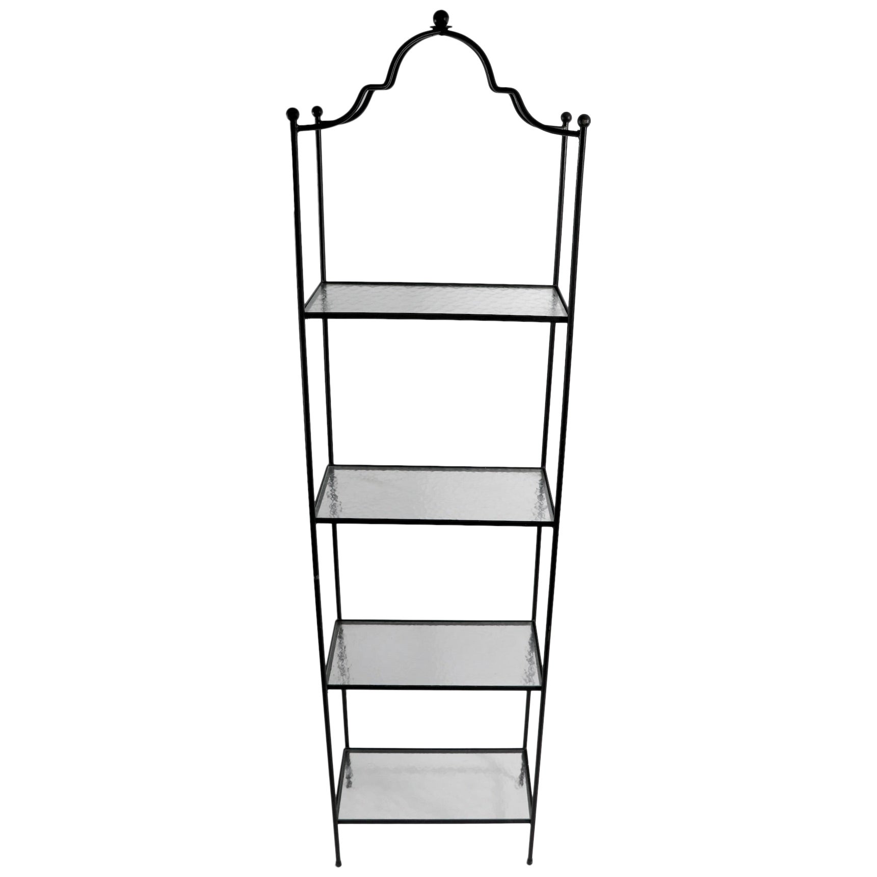 Mid Century Wrought Iron and Glass Shelf Attributed to Umanoff at 1stDibs