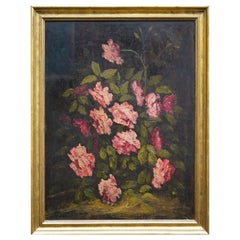 Roses Oil Painting, Flowers Oil on Board, Dario De Pedrinis, Italy, 1961