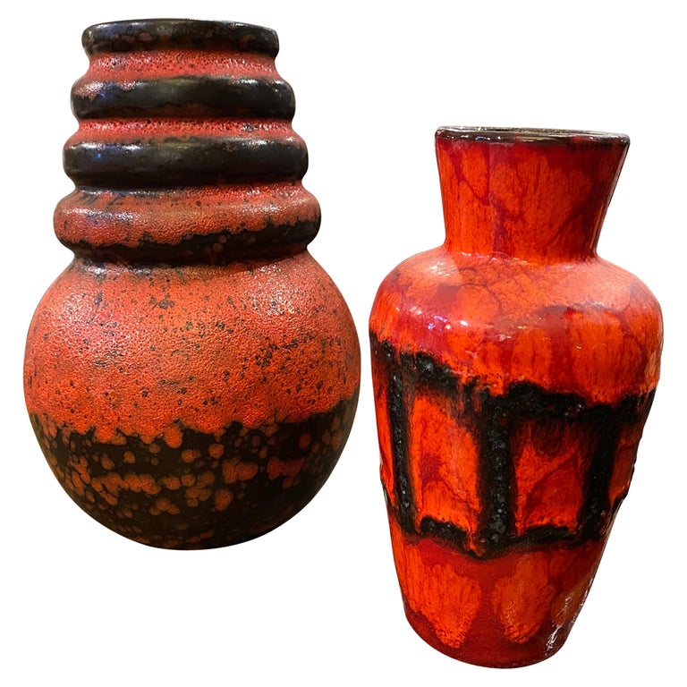 1970s Set of Two Space Age Fat Lava Ceramic German Vases