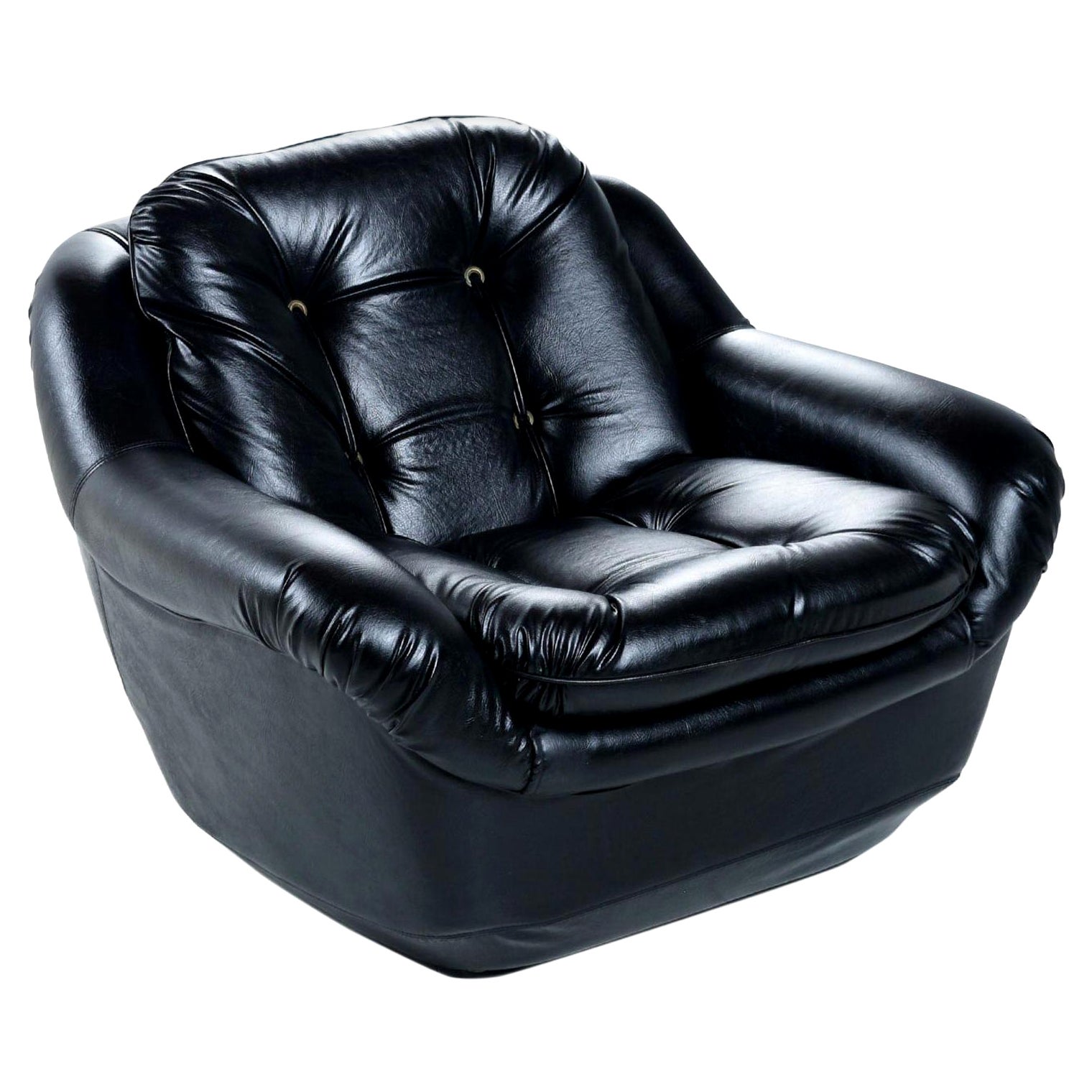 Brazilian Style Tufted Black Naugahyde Vintage Pod Armchair at 1stDibs |  naugahyde chair vintage, style pod, armchair pod