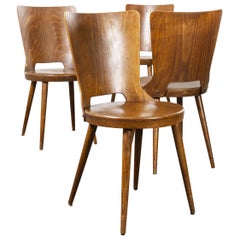 1960s French Baumann Bentwood Dove Dining Chair, Set of Four