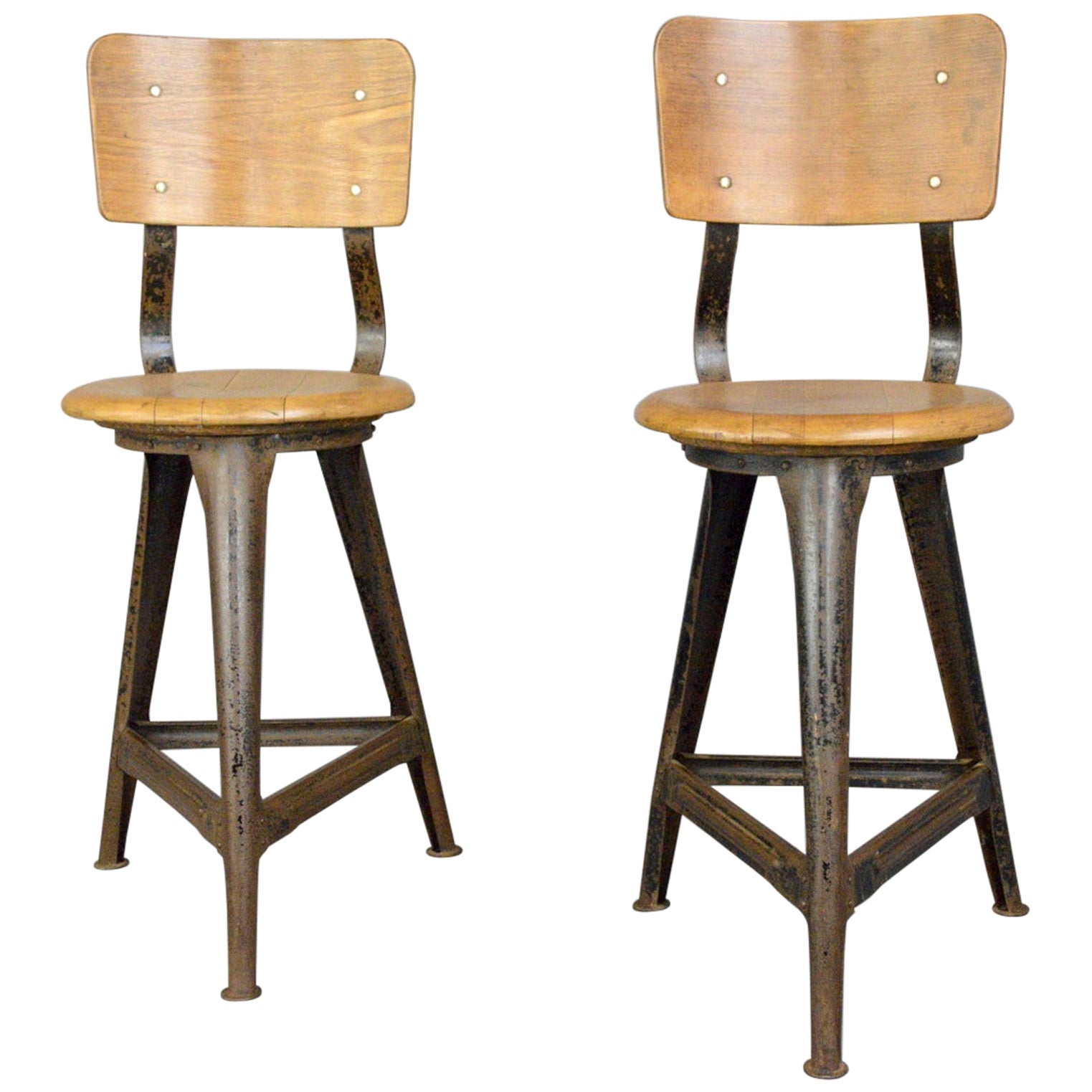 Collection of Cantilevered Work Bench Stools at 1stDibs