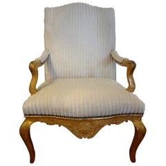 Französischer Rgence-Stuhl aus vergoldetem Holz aus dem 18. Jahrhundert