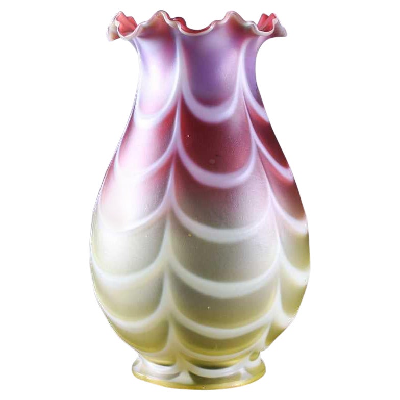 Thomas Webb. A Large Vaseline And Cranberry Shade. C 1900. For Sale