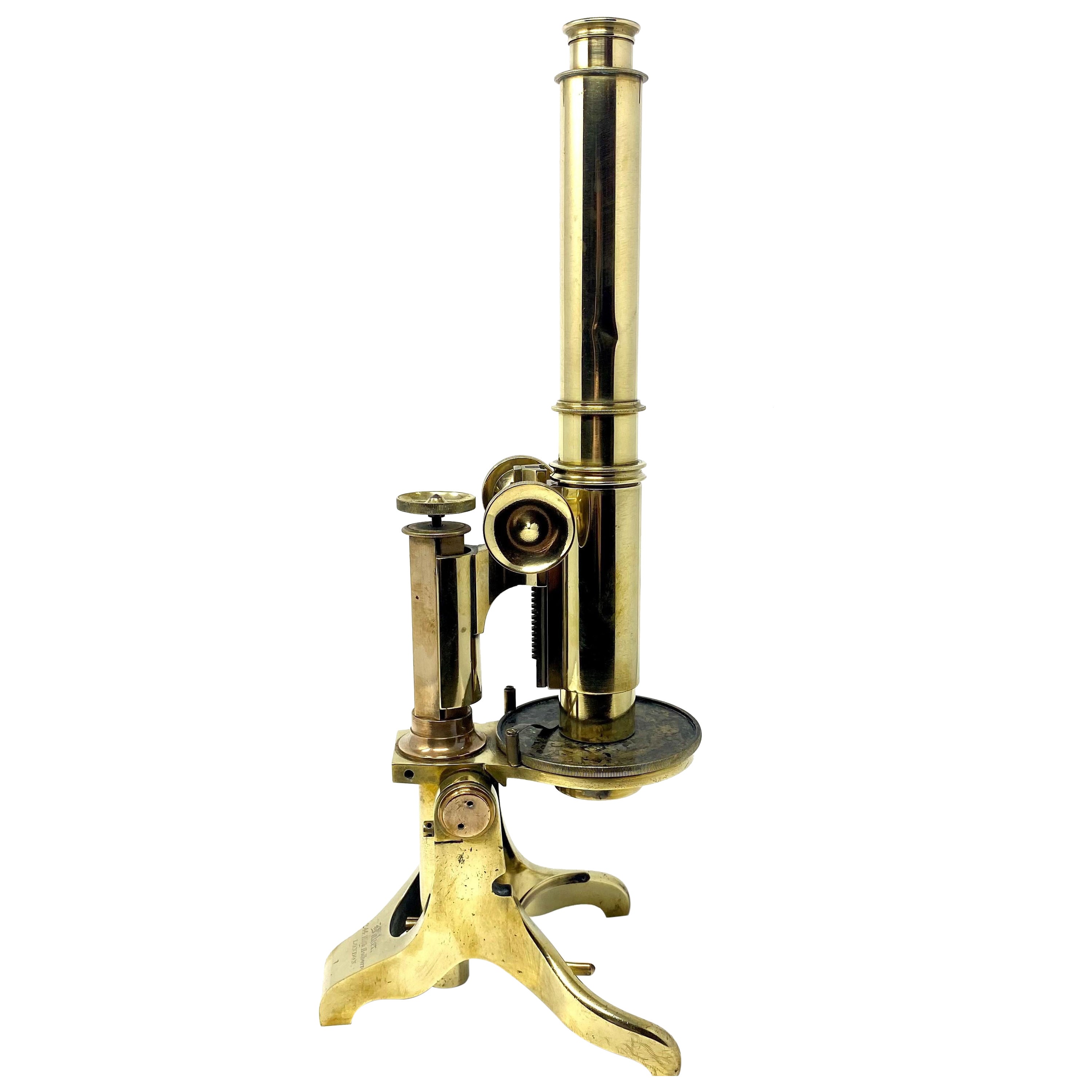 Antique English London-Made Microscope by Charles Baker, Model 7 Circa 1890-1905