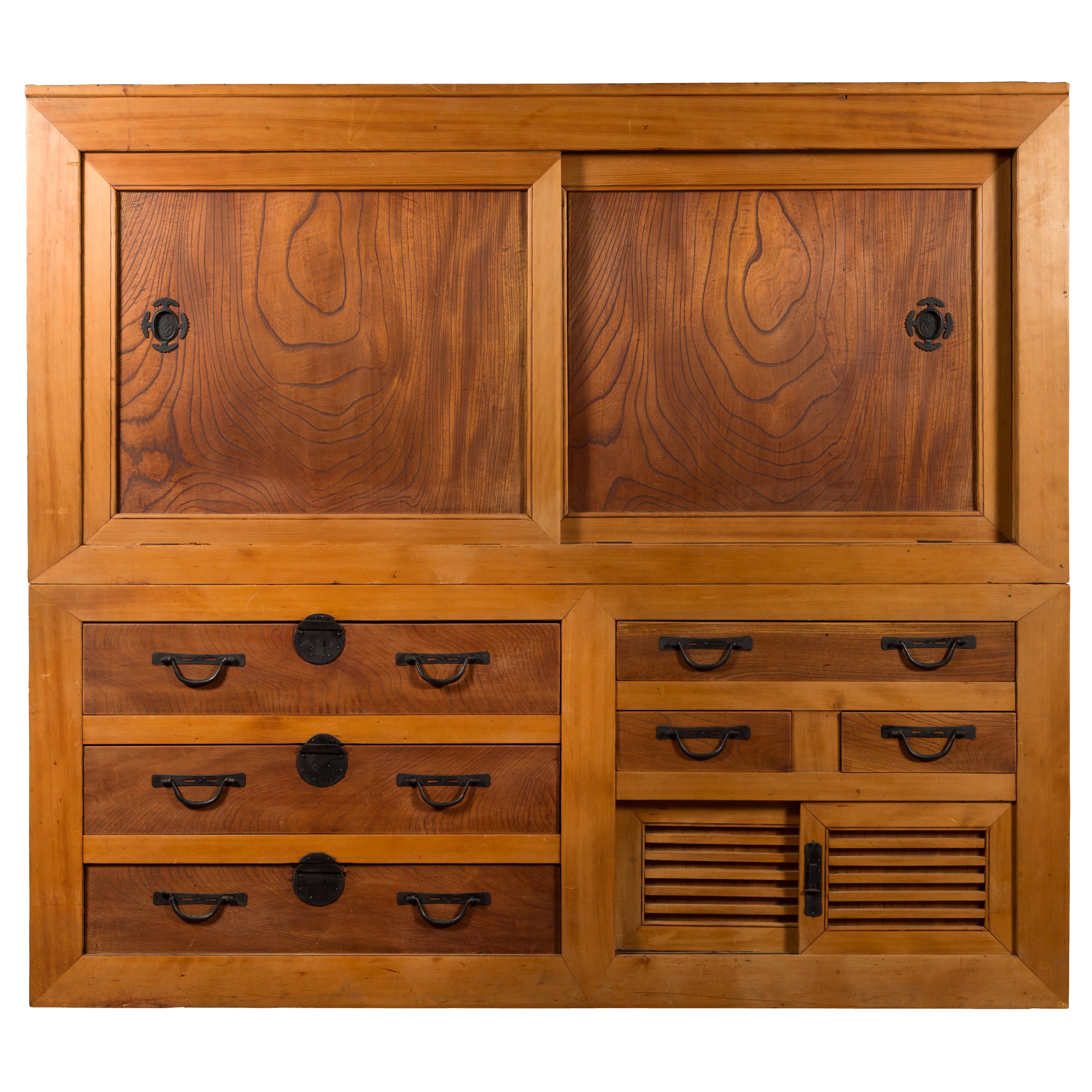 Japanese Meiji Period Kiri Wood Kimono Storage with Doors and