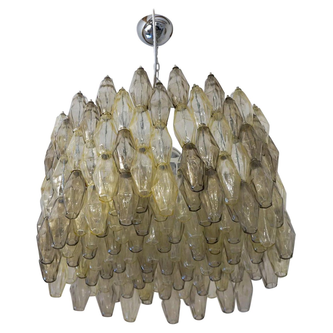 Alberto Donà Mid-Century Modern Amber Murano Glass Poliedri Chandelier, 1980s