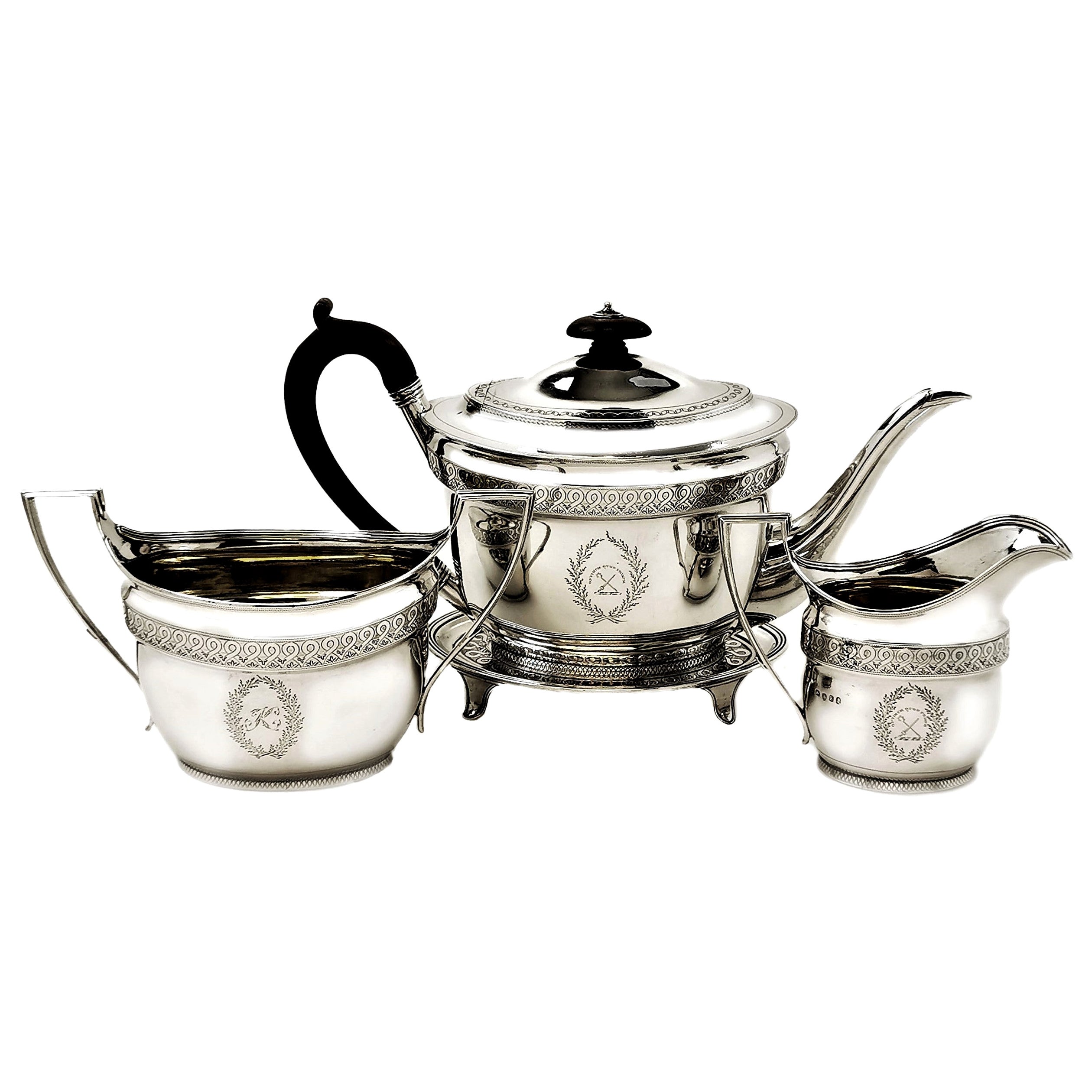 Antique Solid Silver Exceptional Tea and Coffee Set, circa