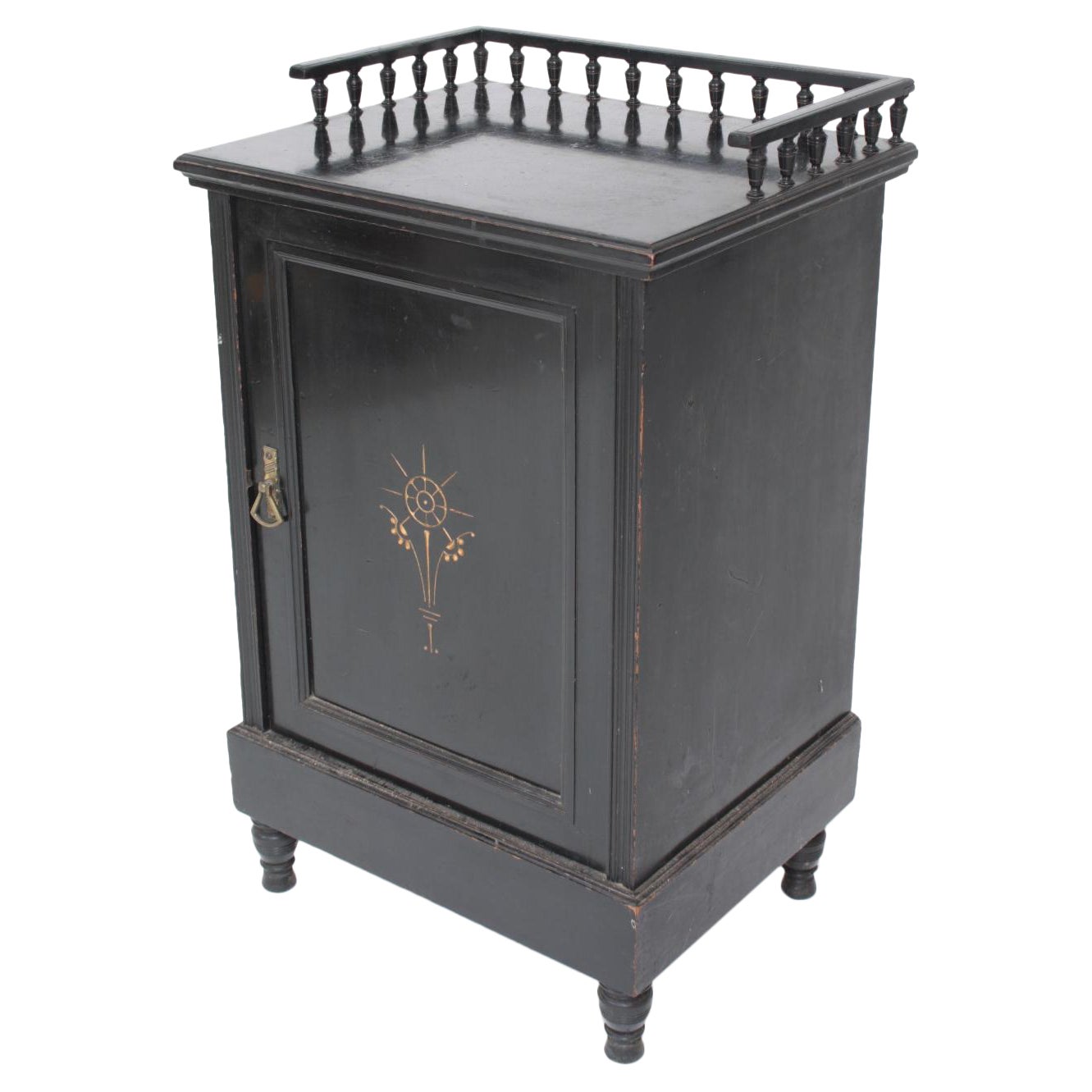 Dr C Dresser, Style of, an Aesthetic Movement Ebonized & Gilt Bedside Cabinet For Sale