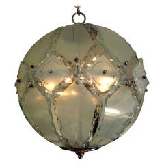 Vintage Italian Zero Quattro-Fontana Arte Frosted Glass Sphere Pendant