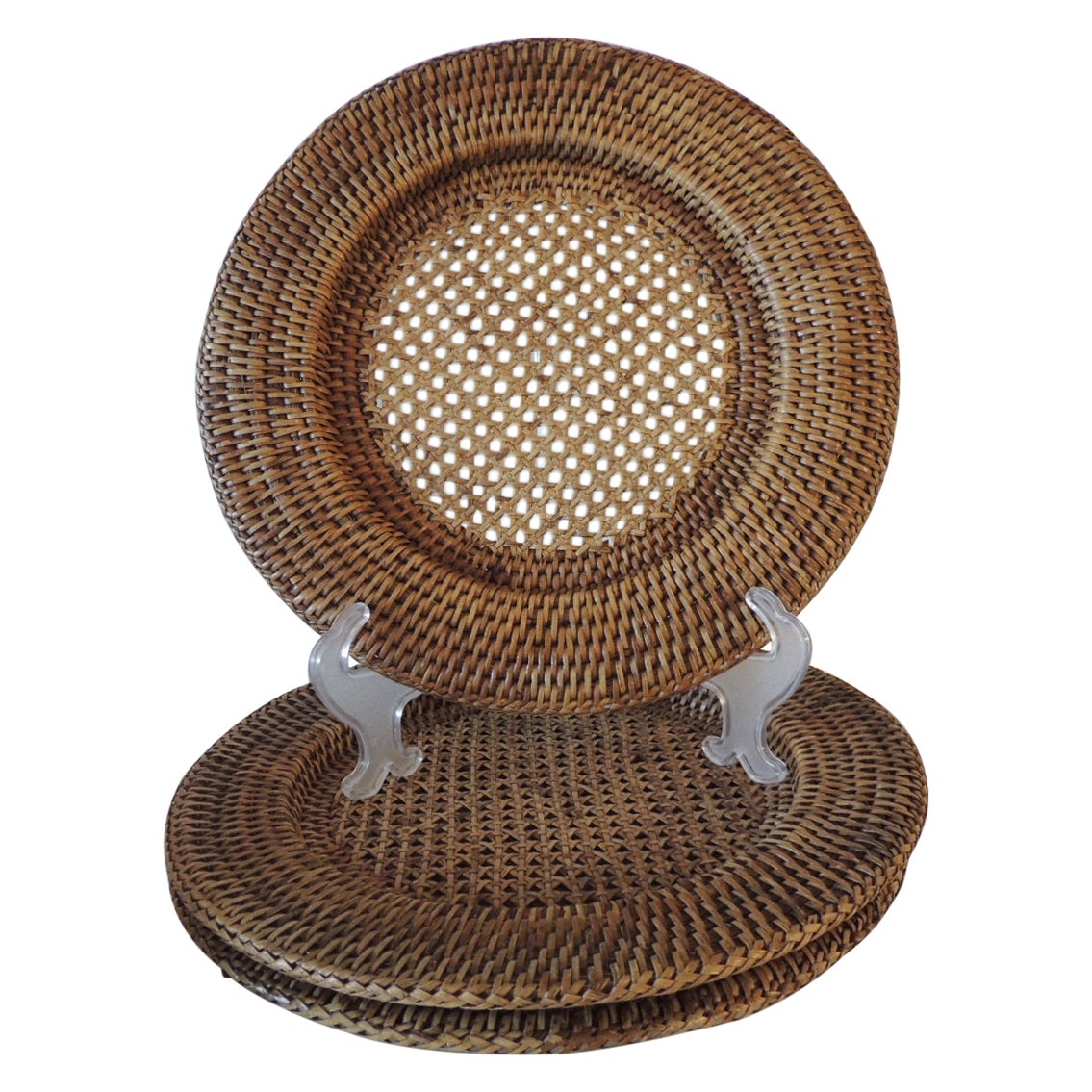 Wicker Rattan Cane Plate Chargers at 1stDibs