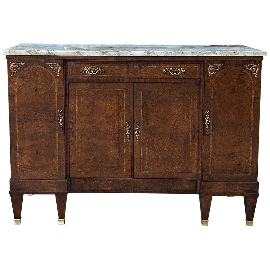 Antique French Walnut Buffet Sideboard with Marble Top at 1stDibs