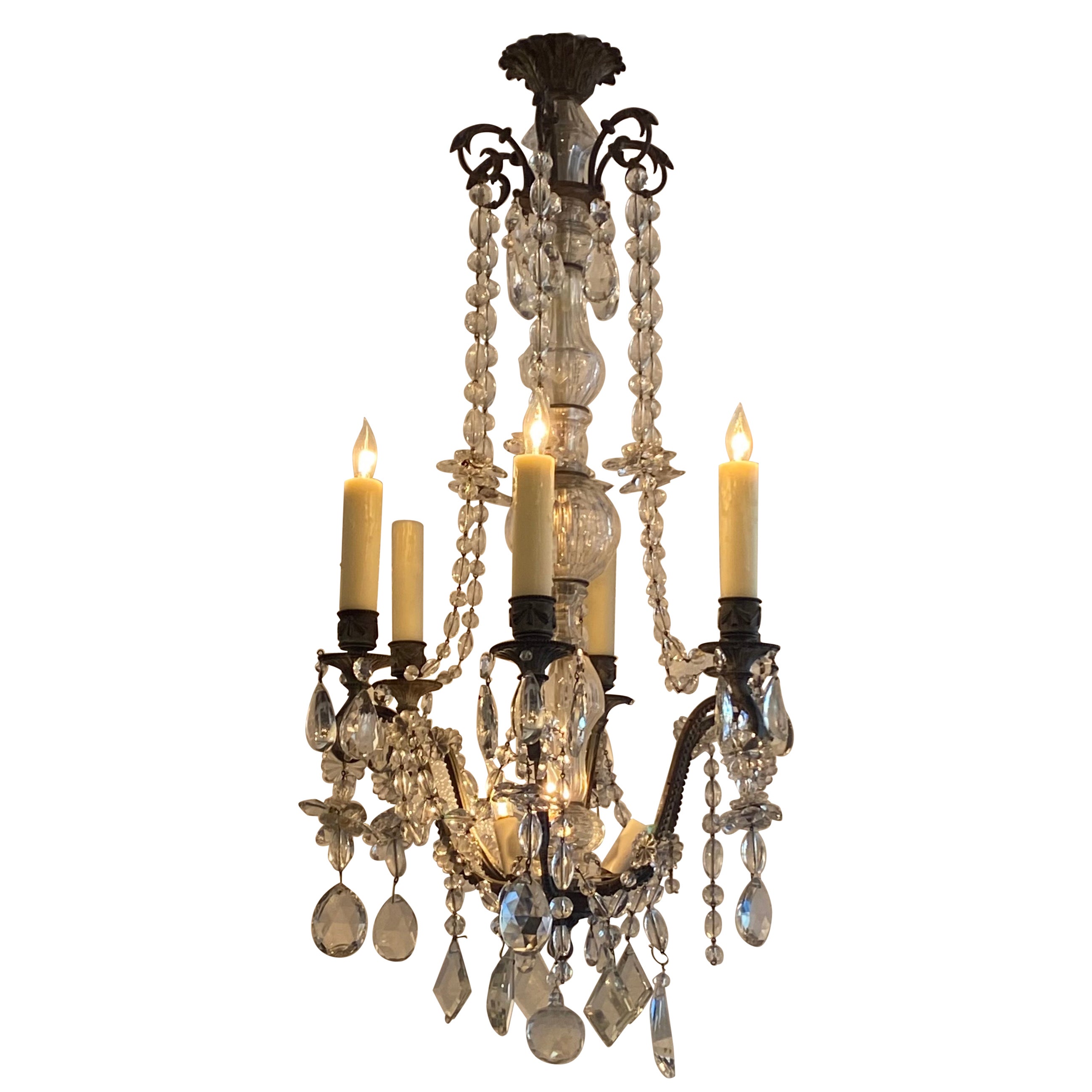Bronze Crystal Chandelier at 1stDibs