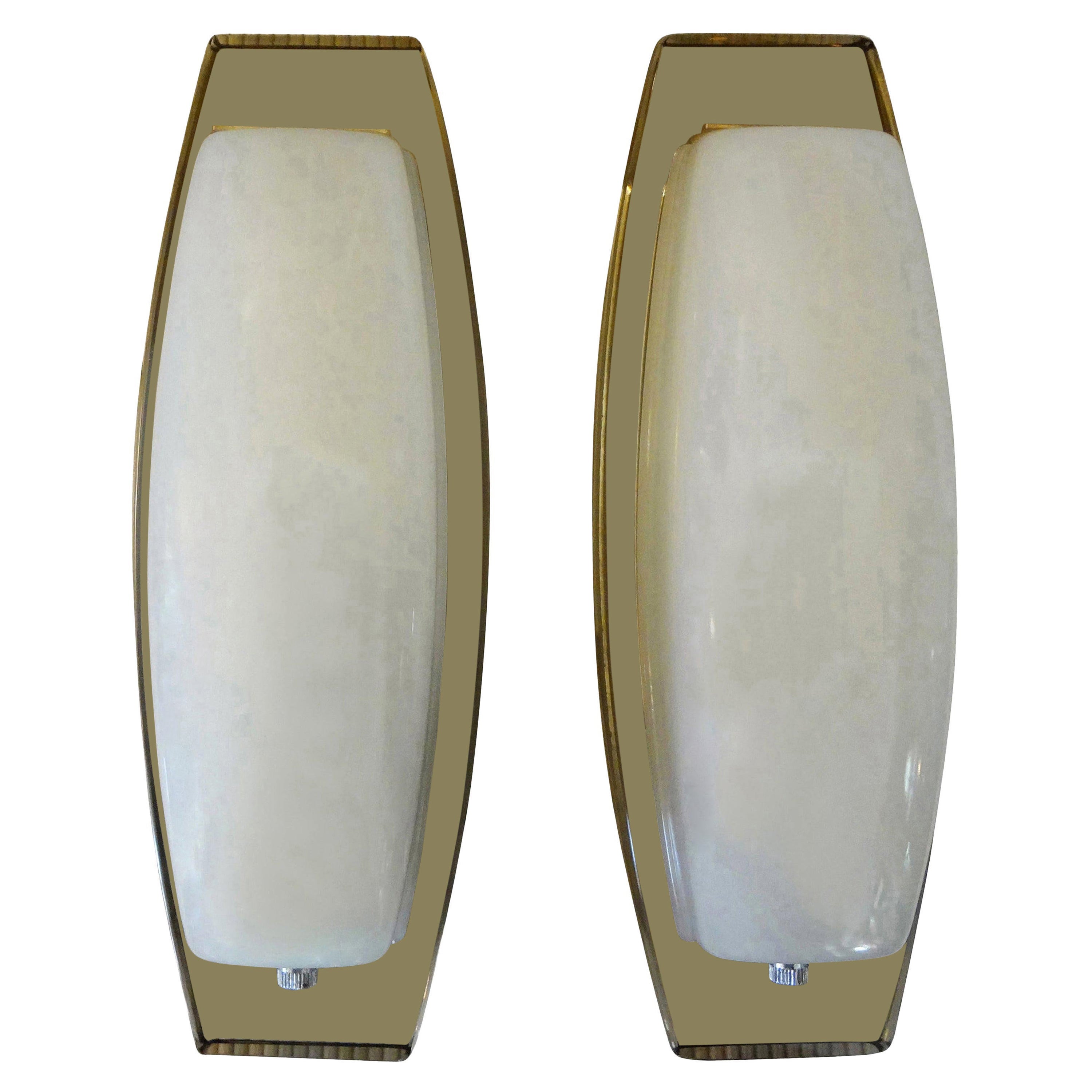 Paar italienische Glasleuchter im Fontana-Arte-Stil