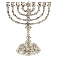 Antique Late 19th Century Austrian Silver Hanukkah Lamp Menorah