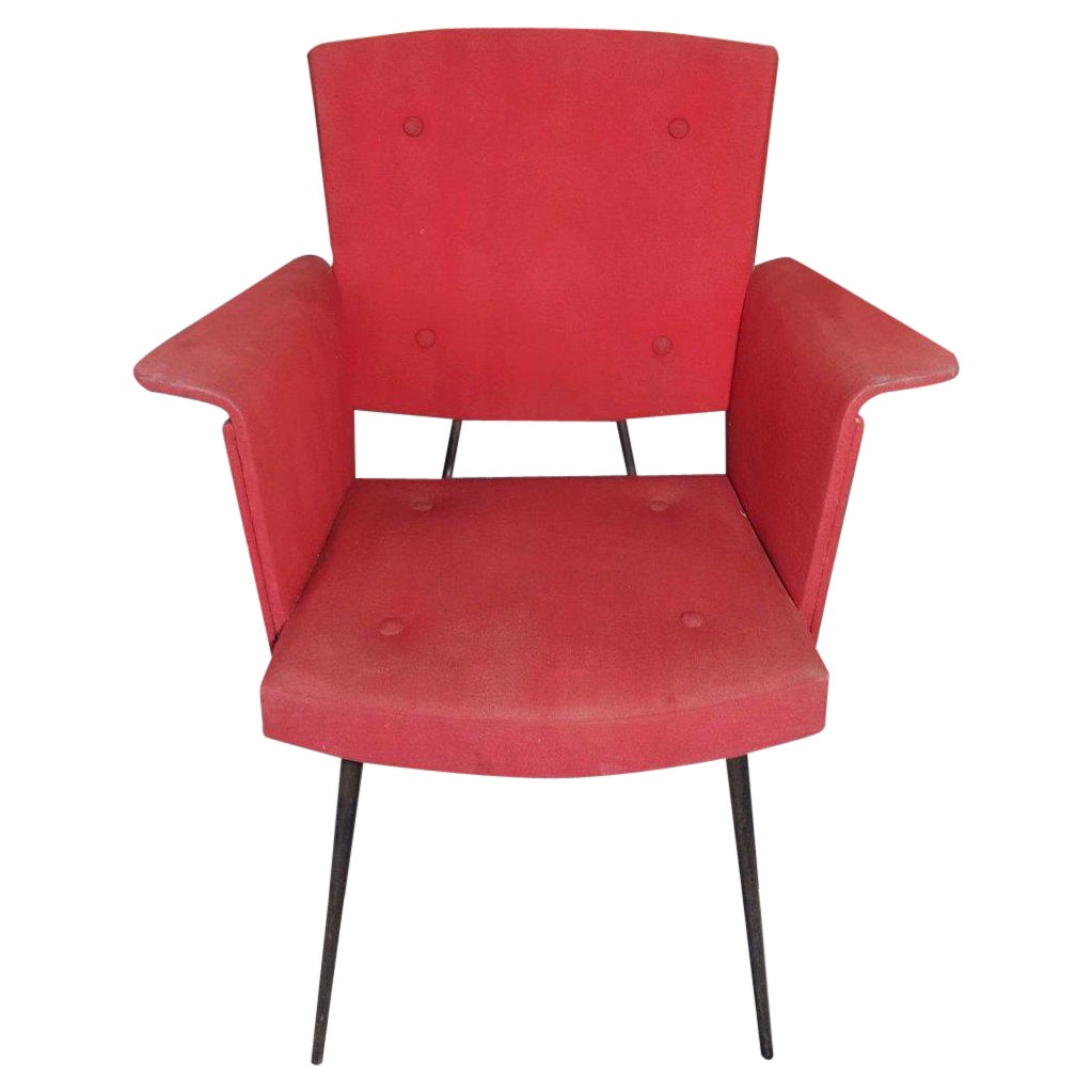 Gio Ponti Style of a 1950s Mid-Century Modern Armchair with Original Upholstery For Sale