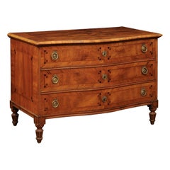 18th C North Italian/South German Neoclassical Walnut Commode w Parquetry Inlay