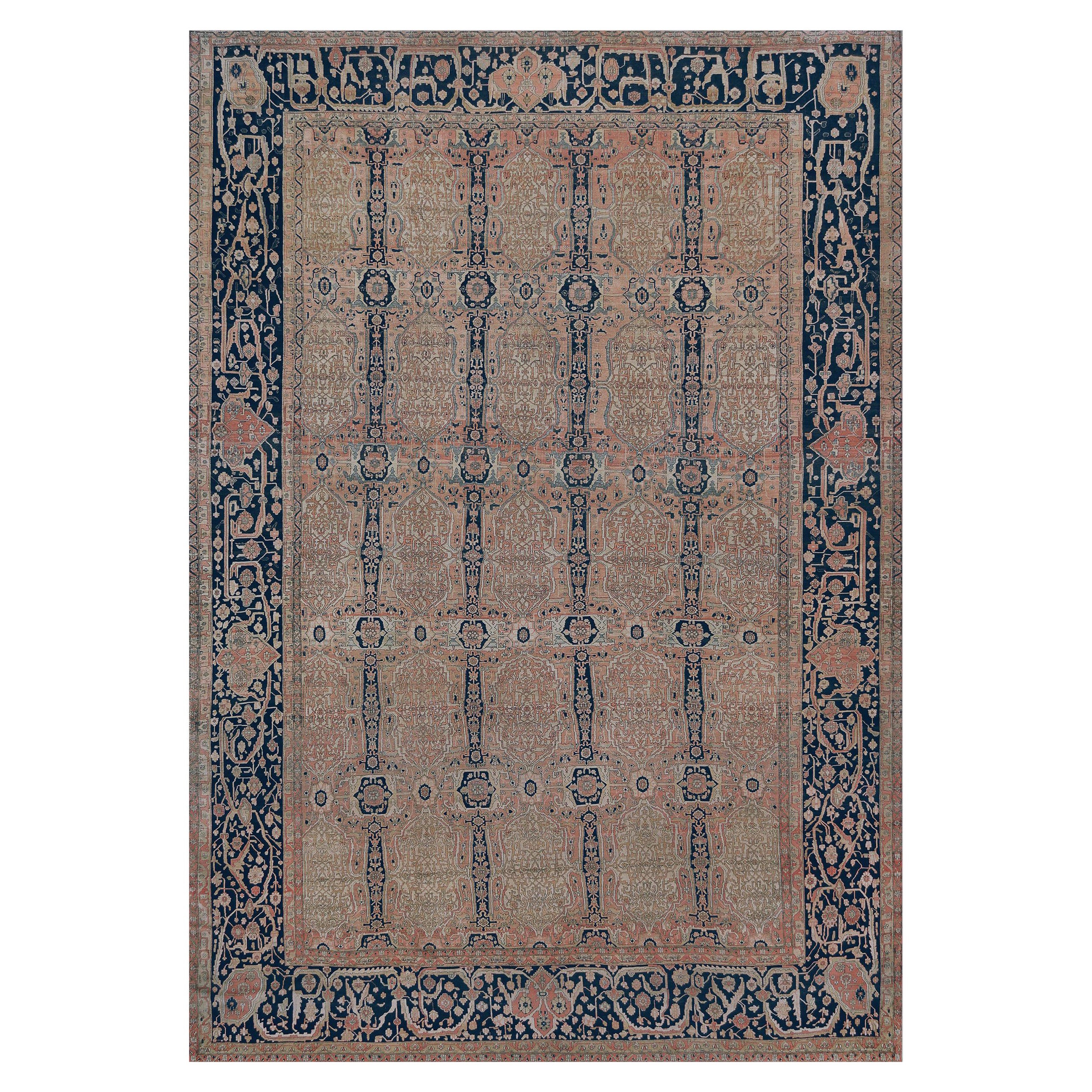 Traditional Handwoven Wool Persian Kashan Mohtasham Rug