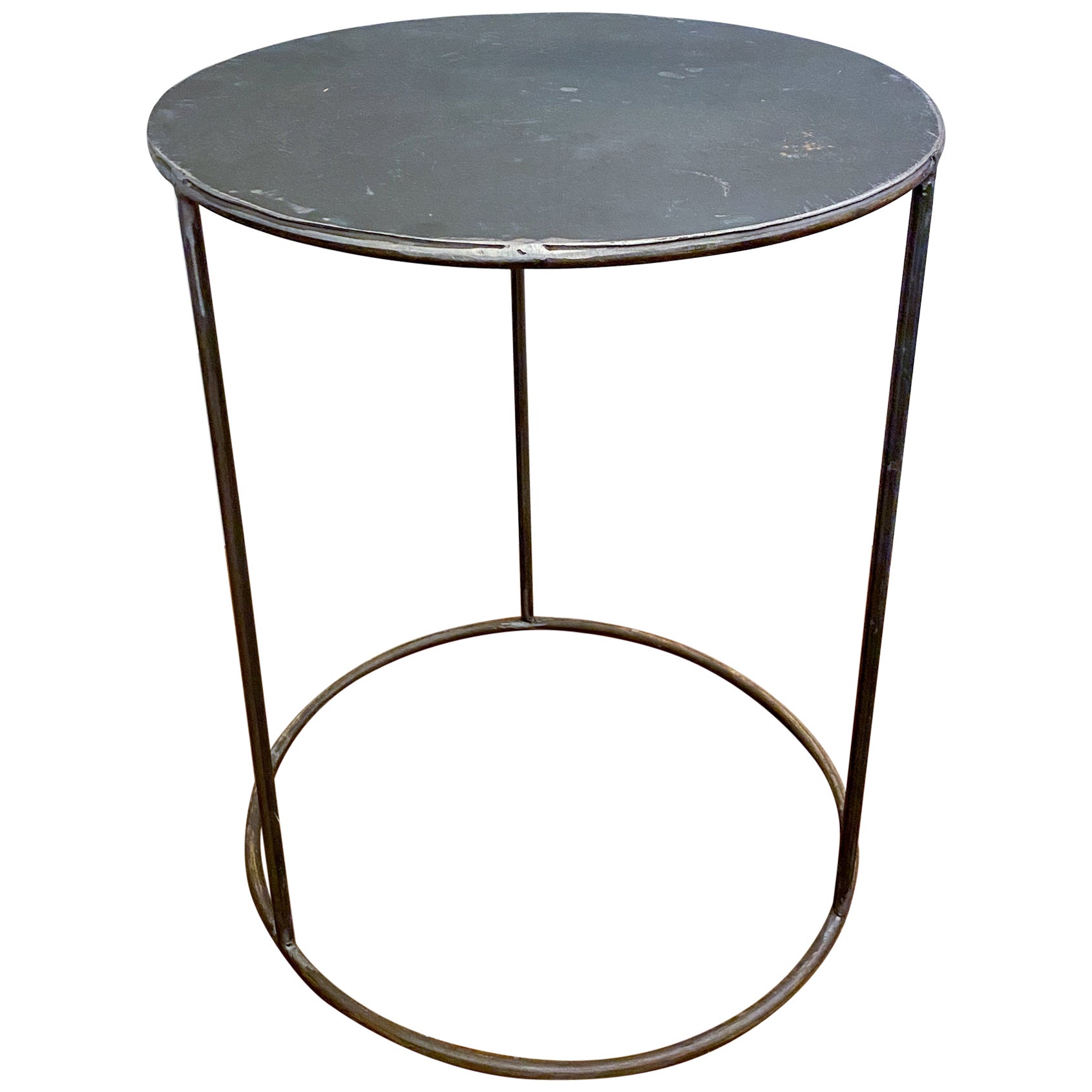 Pair of Green Metal Industrial Vintage Side Tables For Sale at 1stDibs