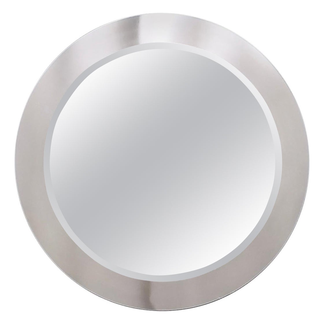 Postmodern Round Wall Mirror with Mirrored Steel Frame, Italy