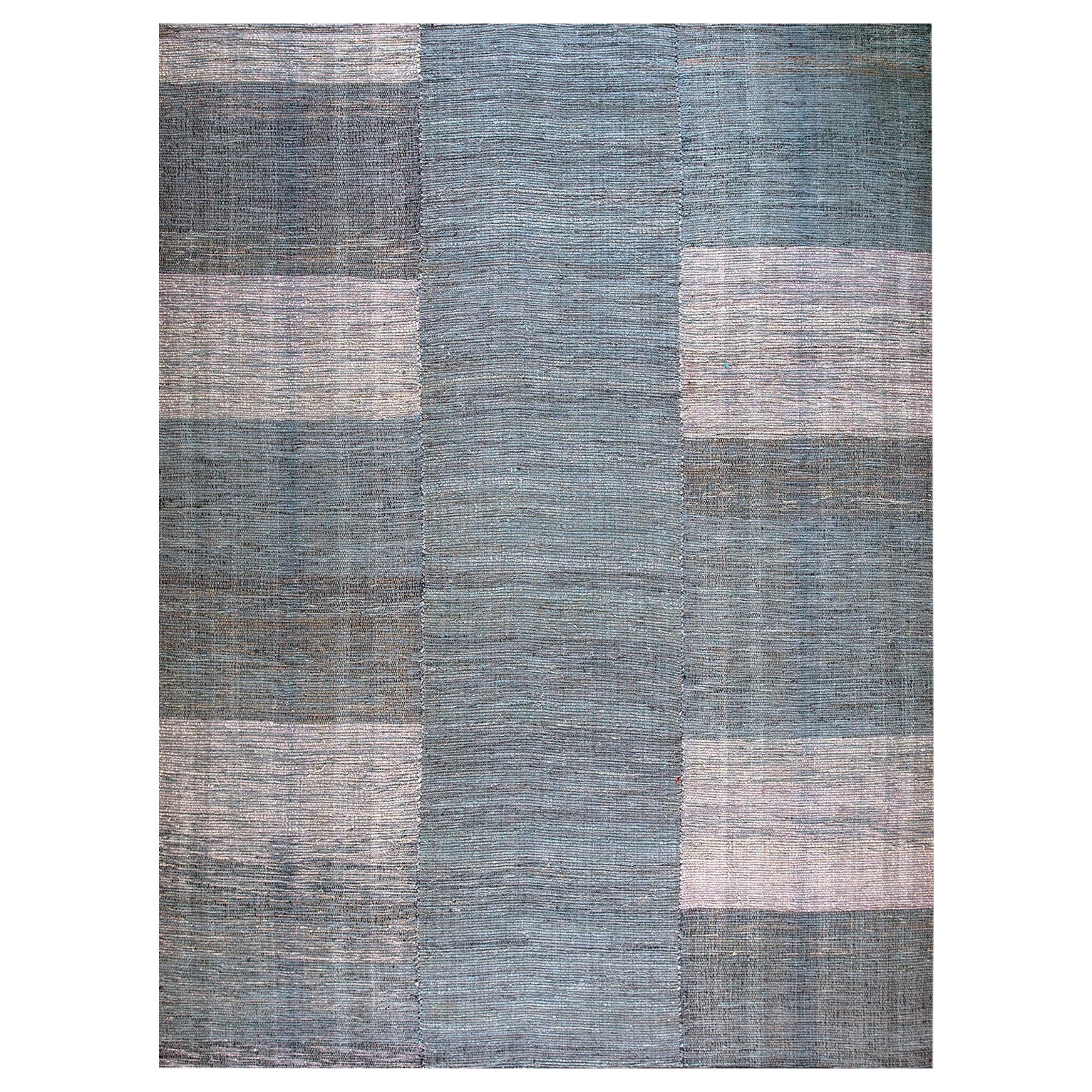 Contemporary Handwoven Wool Shaker Style Flat Weave Carpet 9' 1" x 12' 3" For Sale