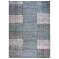 Contemporary Handwoven Wool Shaker Style Flat Weave Carpet 9' 1" x 12' 3"
