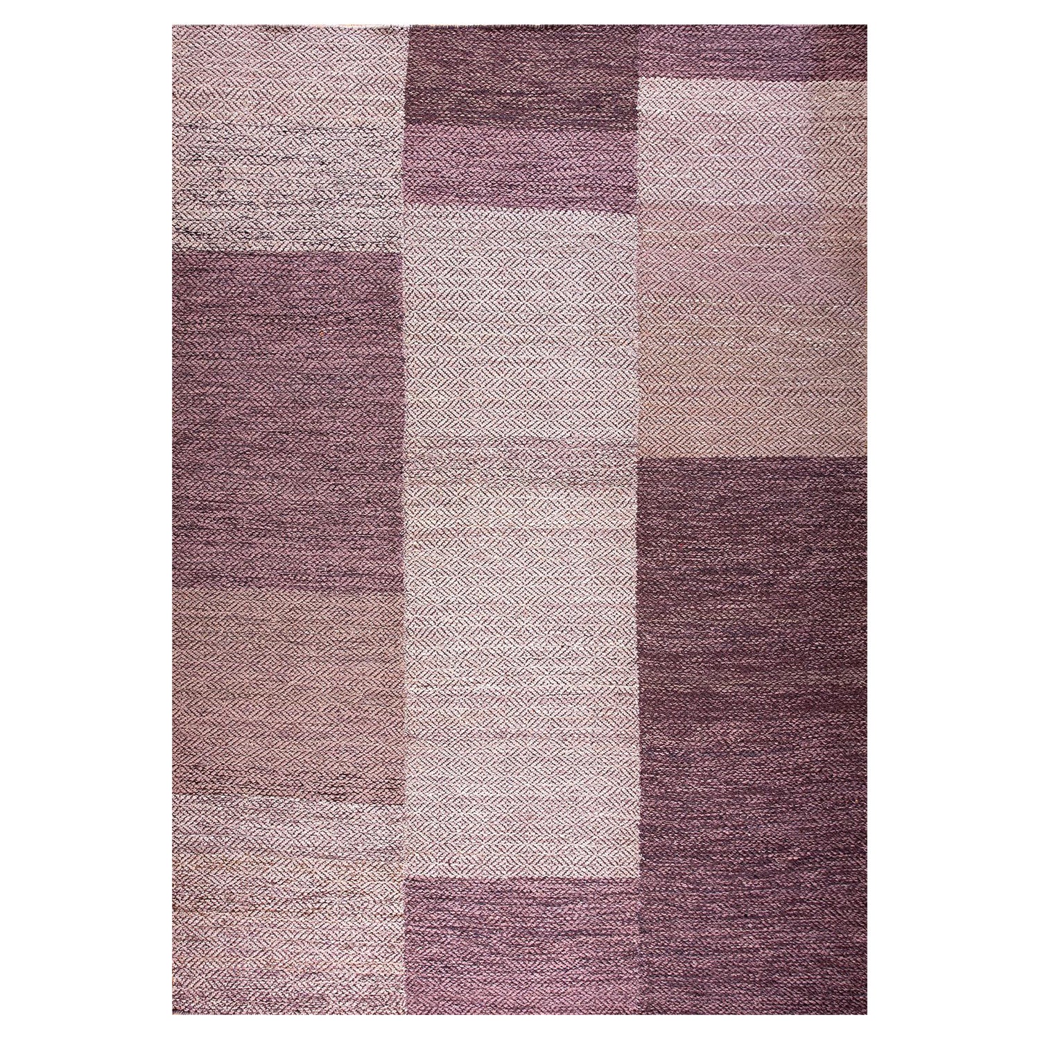 Contemporary Handwoven Wool Shaker Style Flat Weave Carpet 9' 0" x 12' 3" For Sale