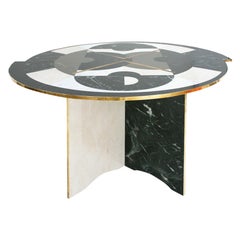 Table circulaire italienne moderne du milieu du siècle dernier en marbre et laiton de L.A. Studio
