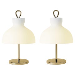 Pair of Ignazio Gardella 'Arenzano Bassa' Table Lamps in Brass and Glass