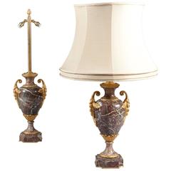 Pair of Neoclassical Marble and Ormolu Lamps