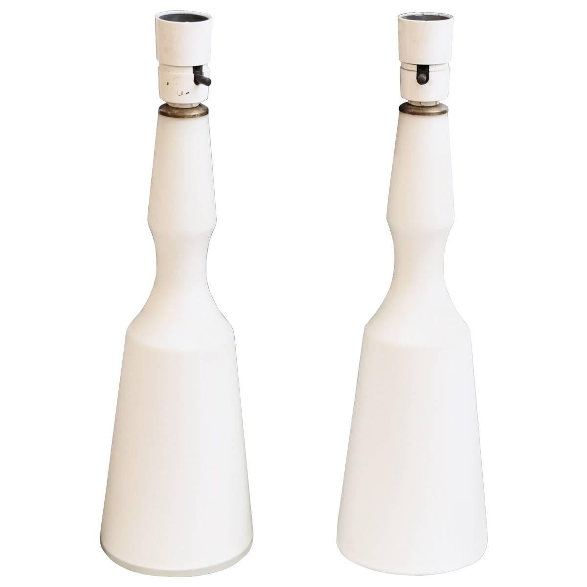 1960s Pair of Mid-Century Modern Danish White Glass Lamps