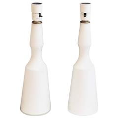 1960s Pair of Mid-Century Modern Danish White Glass Lamps 11