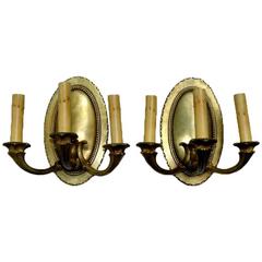 Antique Pair of Neoclassic Oval Sconces