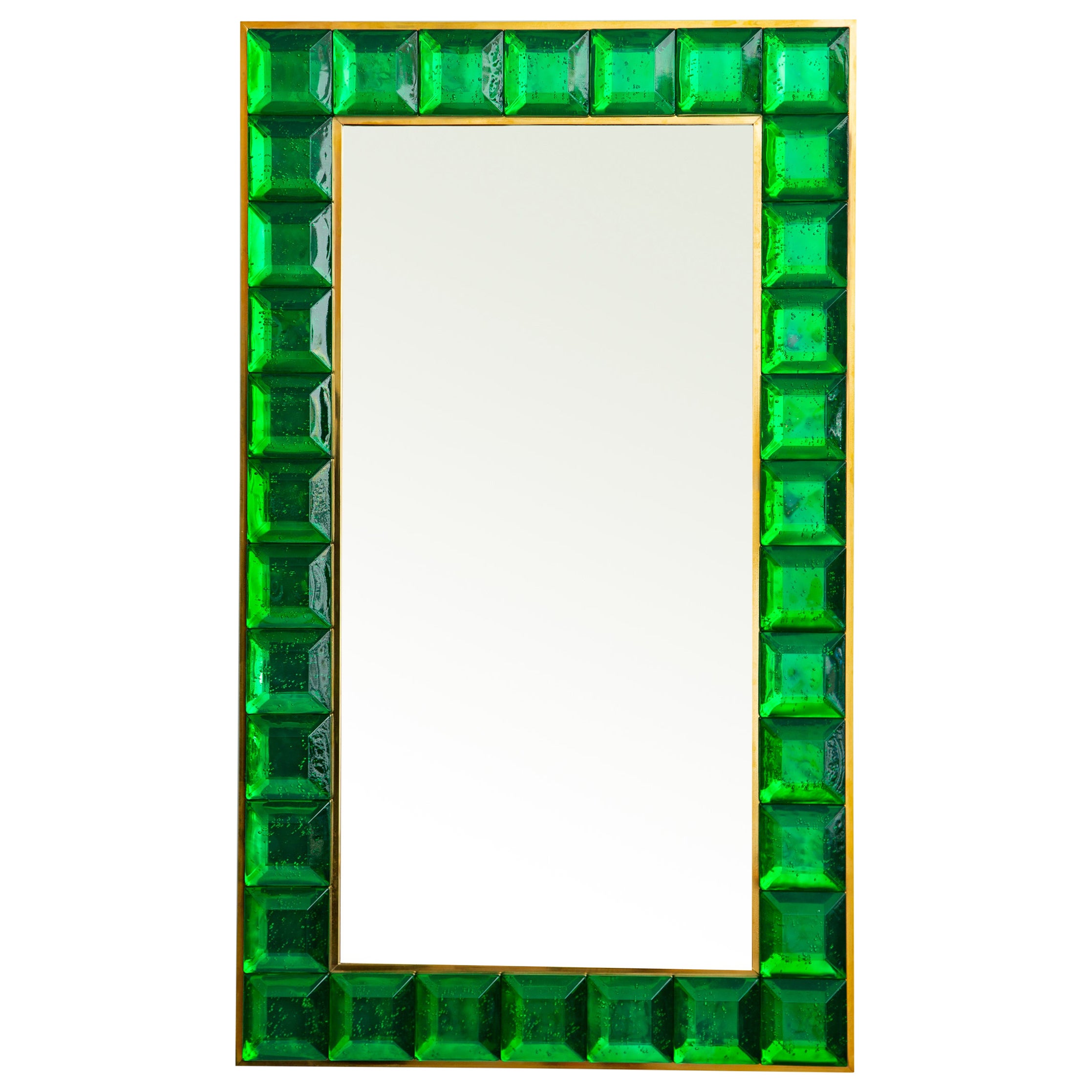 Contemporary Large Murano Sea Green Glass Framed Mirror, In Stock For Sale at 1stDibs