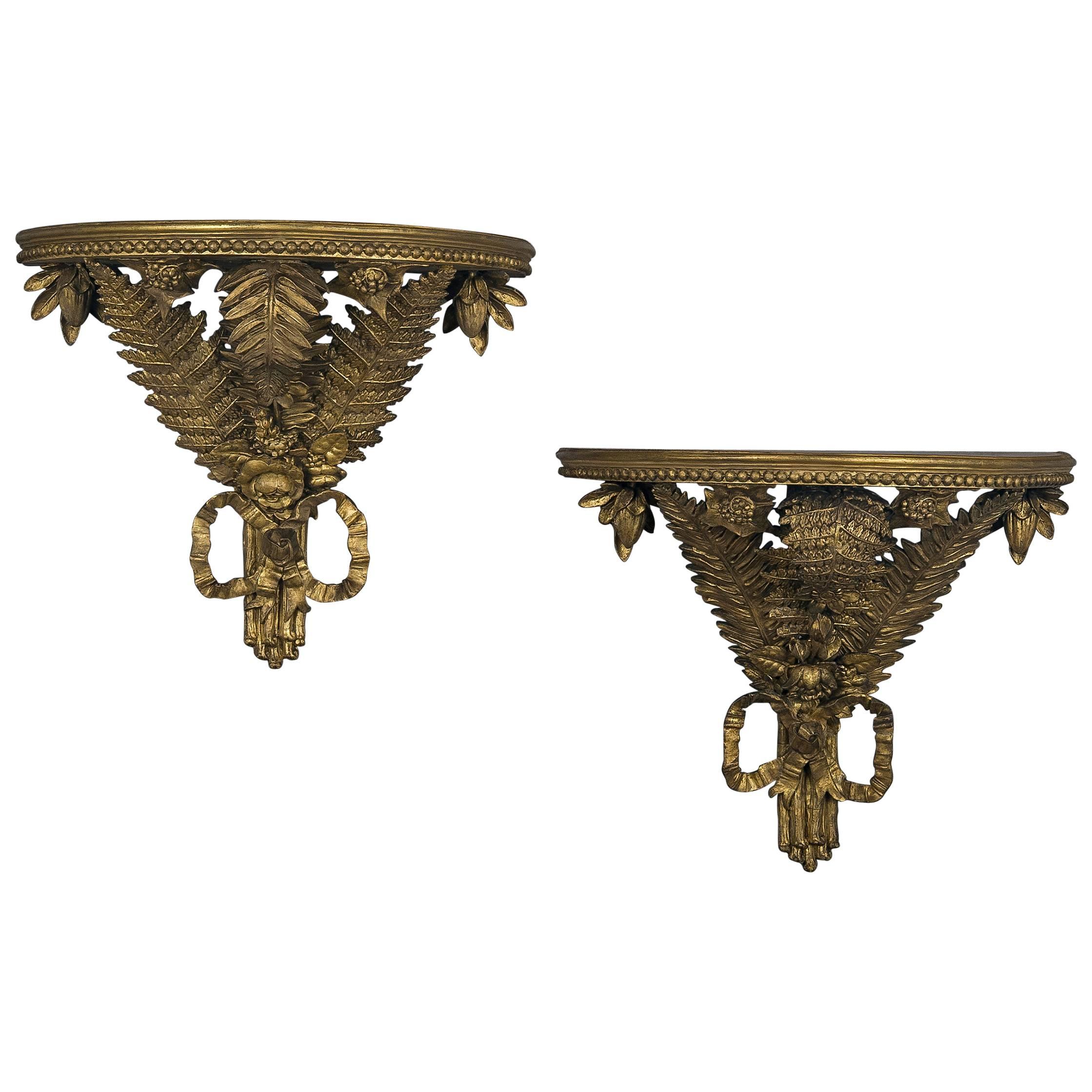 Pair of Fern Wall Brackets For Sale