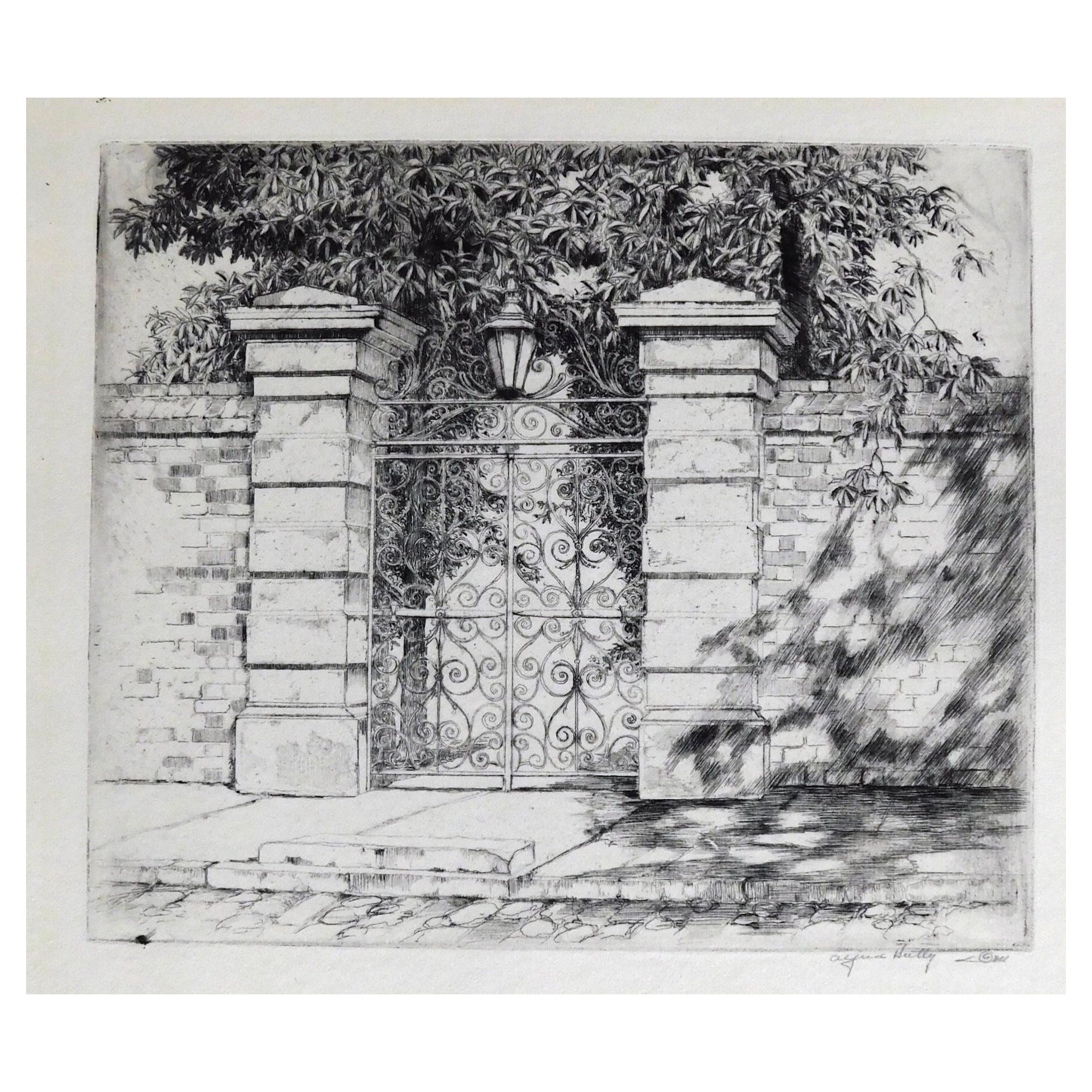 Alfred Hutty Original Etching, circa 1935, “The Sword Gate” 