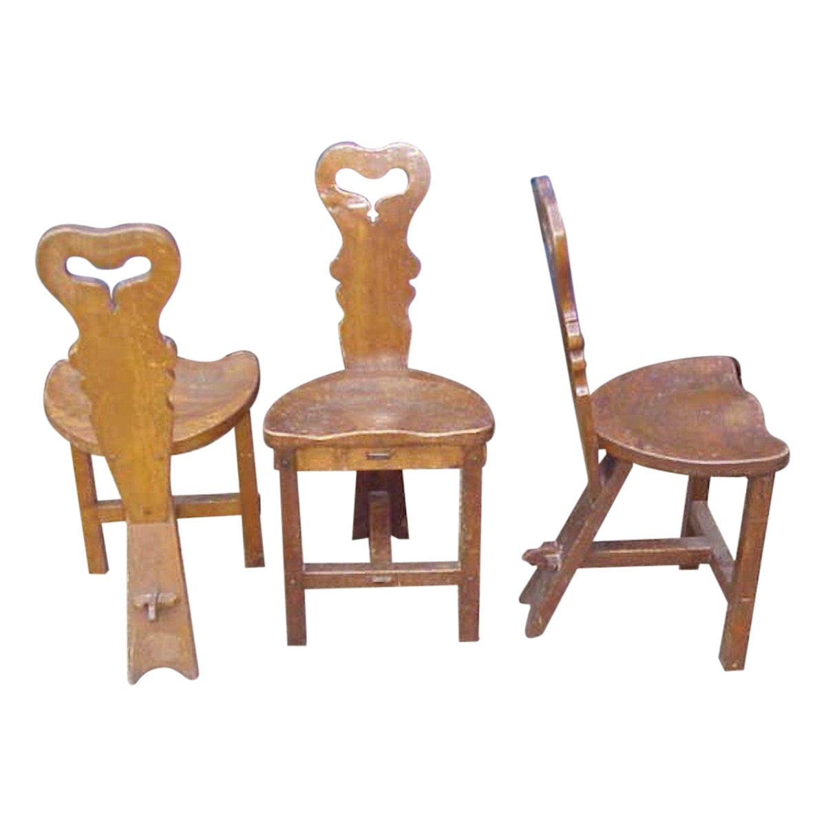 Rupert Griffiths, Four Arts & Crafts English Oak Tripod Design Cottage Chairs For Sale