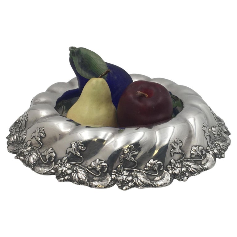 Whiting Sterling Silver 1905 Centerpiece/Fruit Bowl in Art Nouveau Style For Sale