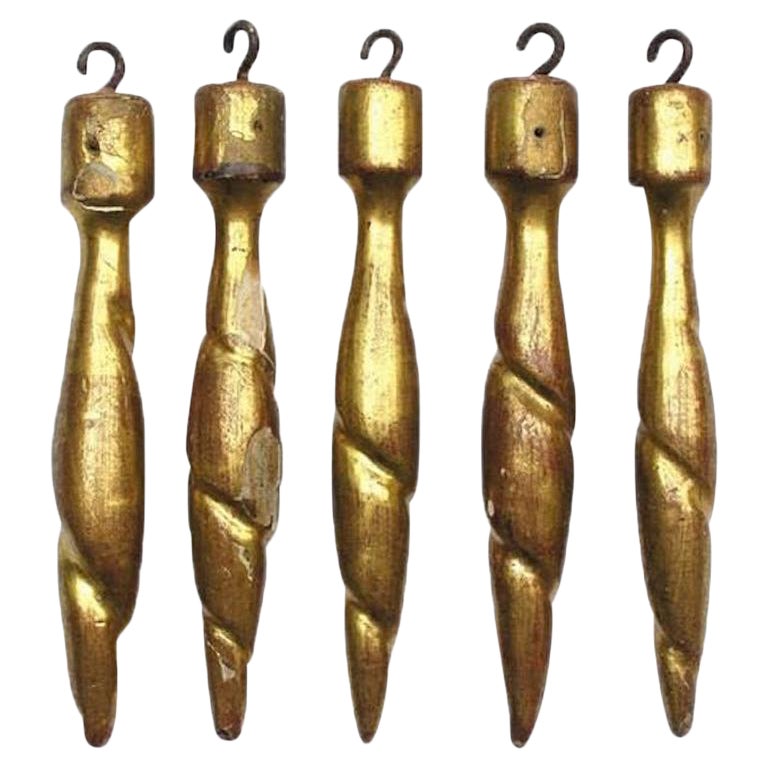 Italienisches Rokoko-Blattgold des 18. Jahrhunderts, handgeschnitztes skulpturales Ornament '5er-Set