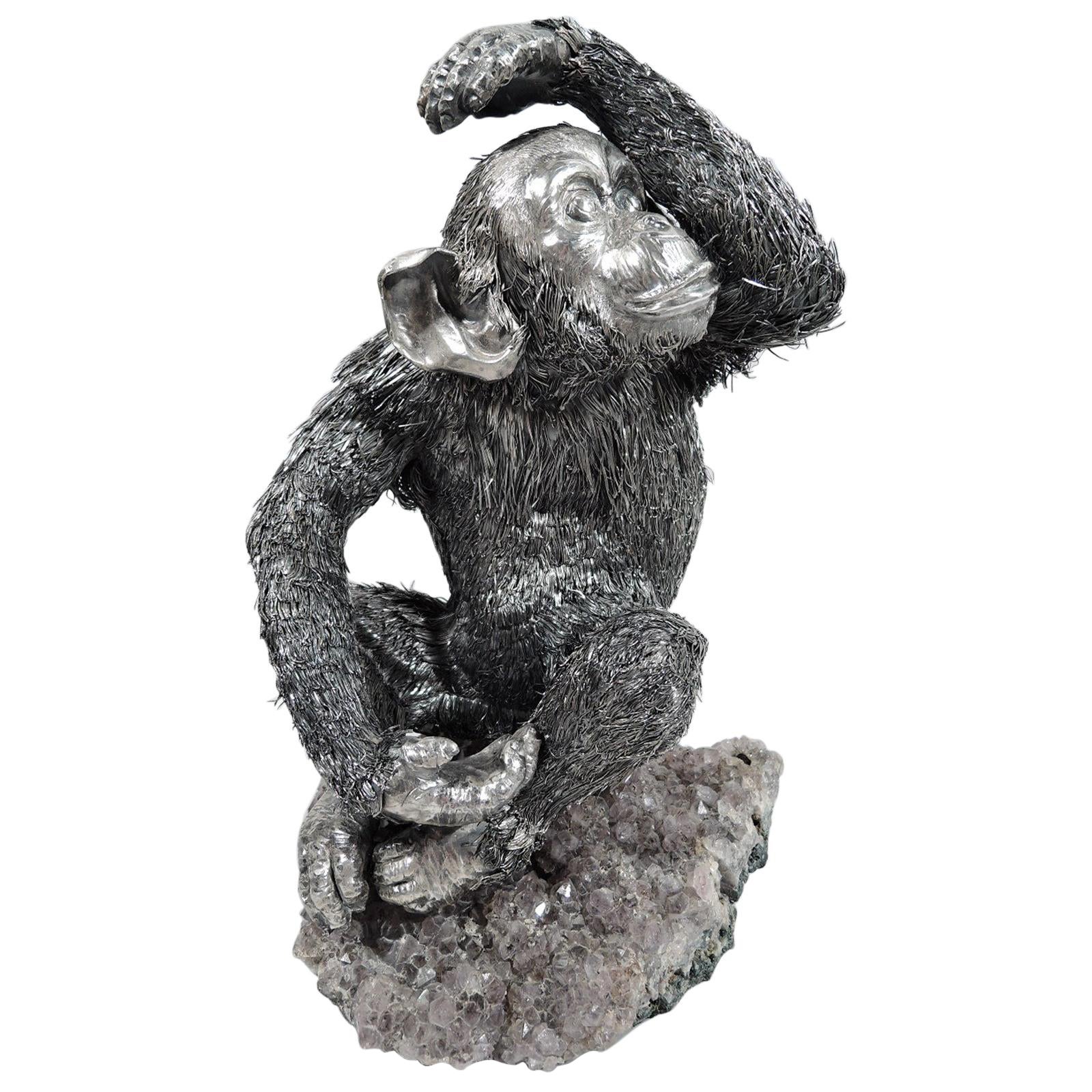 Buccellati Italian Silver Chimpanzee Figure For Sale