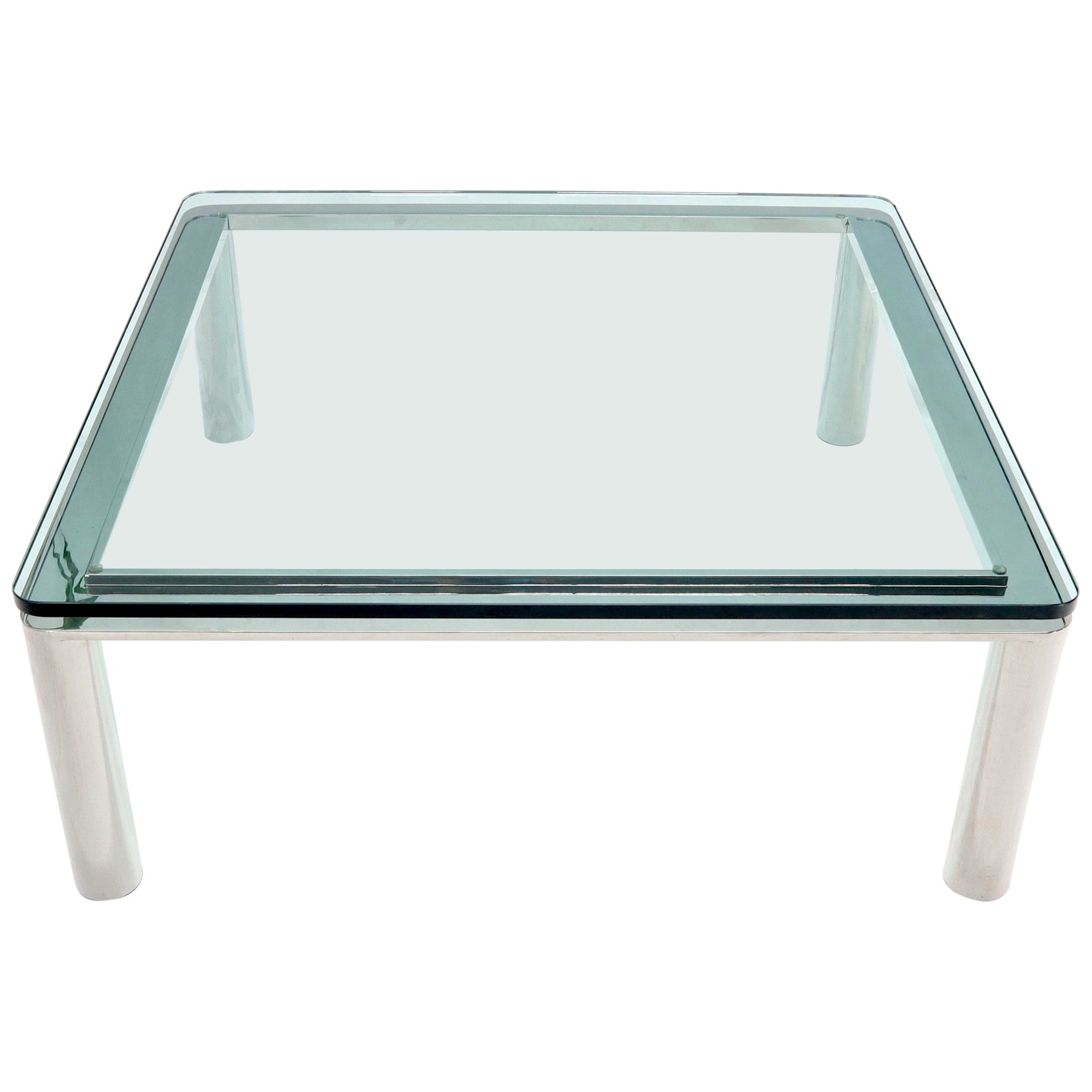 Large Square Glass Top Coffee Table with Molded Legs For Sale at 1stDibs