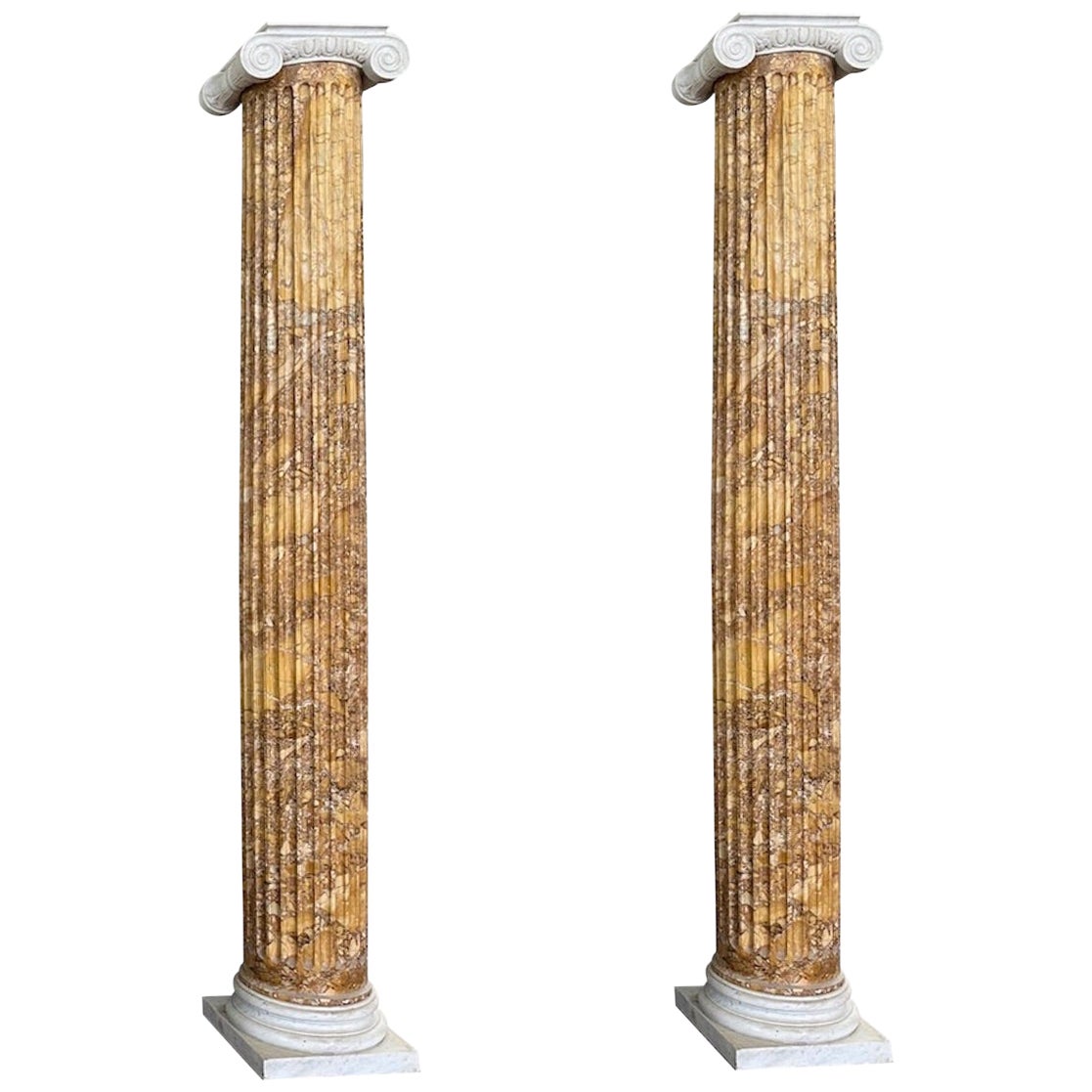 Pair of Tall Limestone Columns with Doric Capitals For Sale at 1stDibs