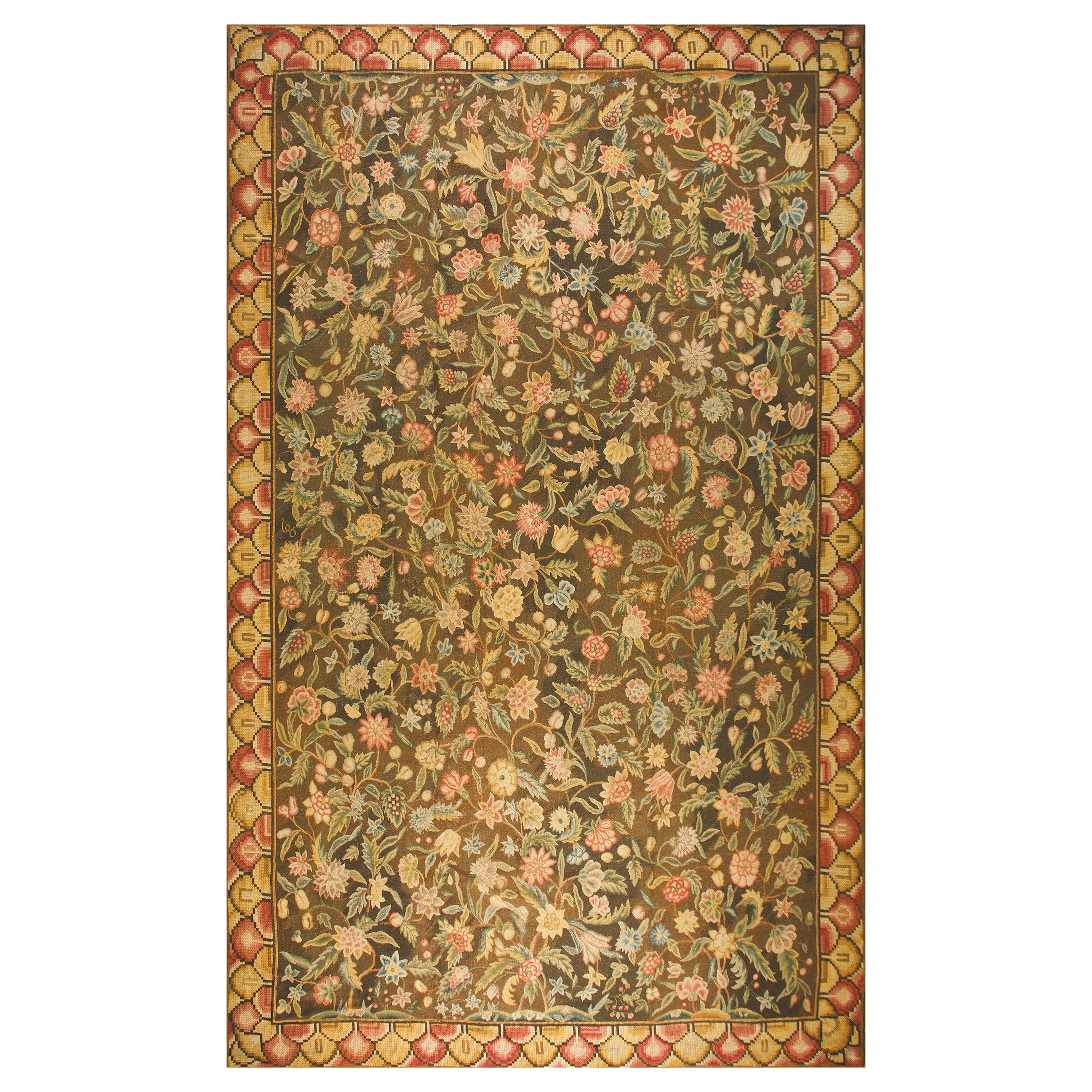 18th Century English George III Needlepoint Carpet ( 13'4" x 19'4" - 405 x 560 ) For Sale