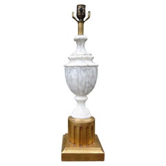 Lampada Hollywood Regency in marmo con base in legno d'orato