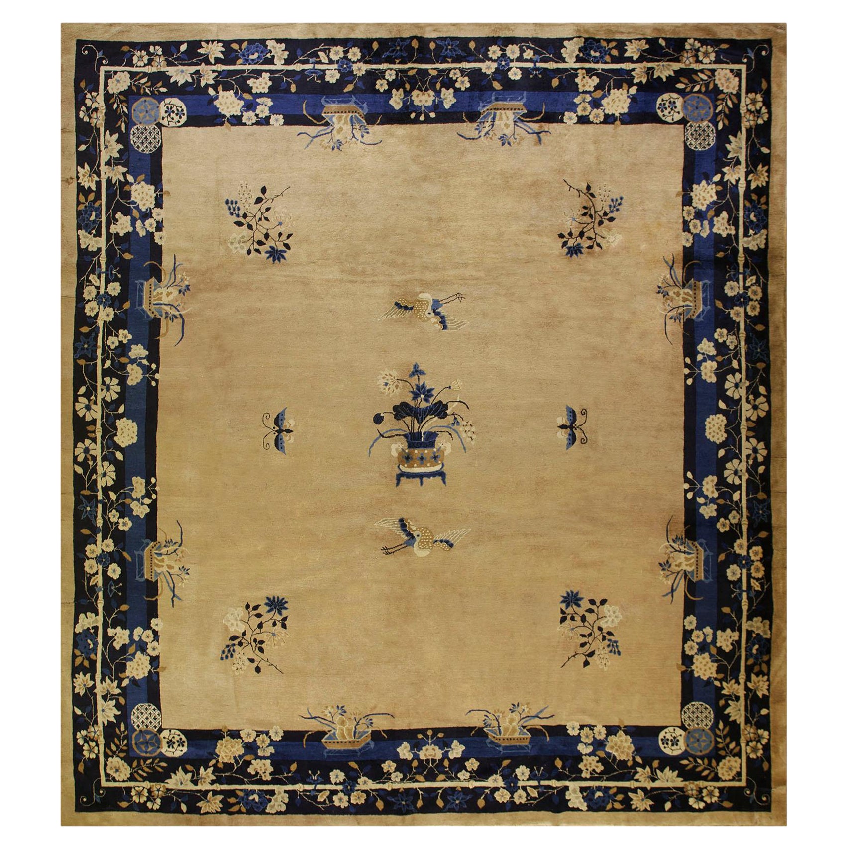 Antique Chinese Peking Rug 12' 6" x 13' 4"  For Sale