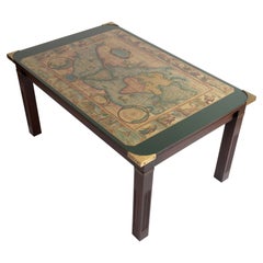 Mid Century 'Weltkarte' Militärischer Campaigner Couchtisch, C.1960, Frankreich