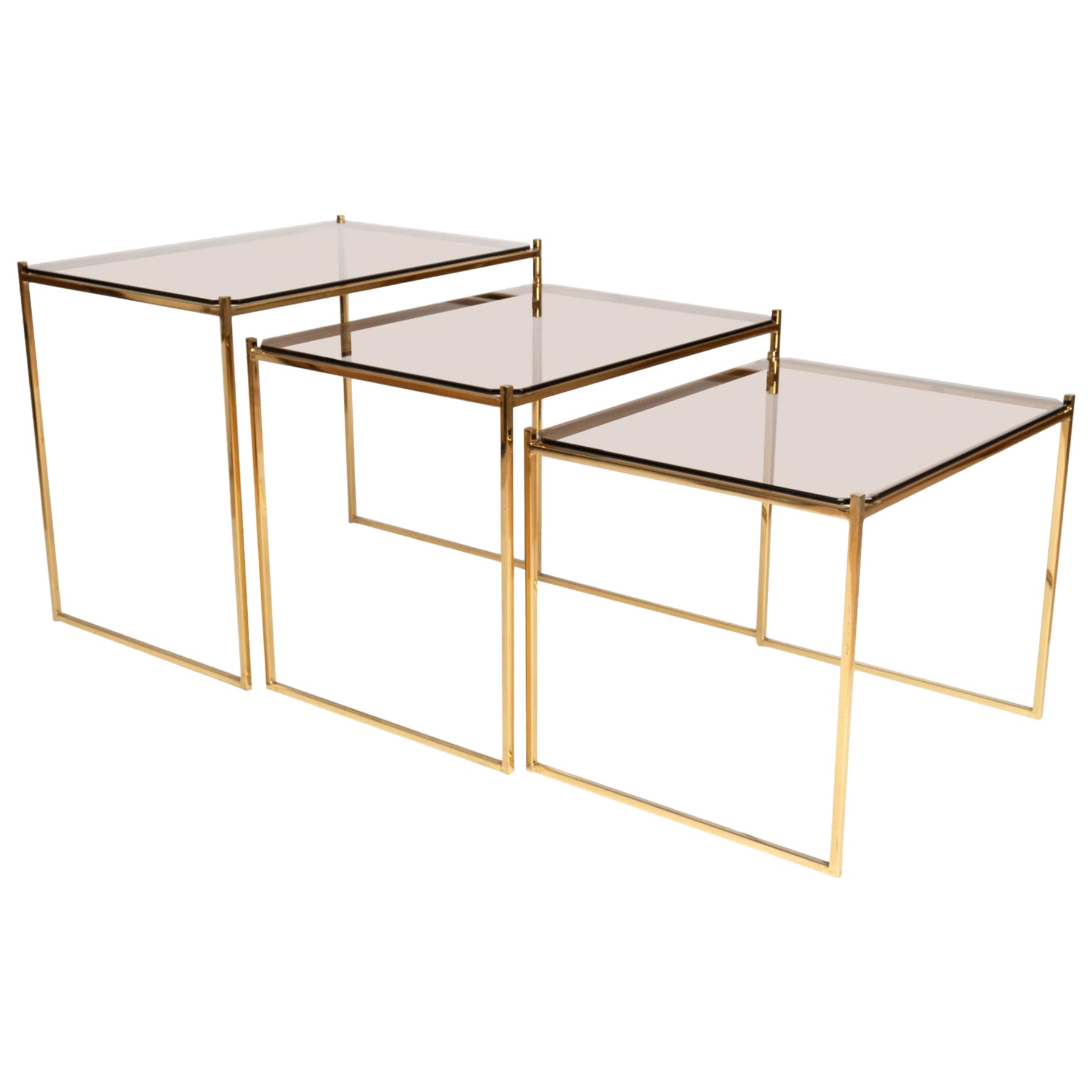 Mid-Century Modern Gold-Plated Nesting Side Tables