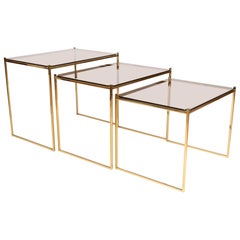 Mid-Century Modern Gold-Plated Nesting Side Tables