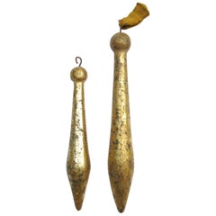 Antique Pair of 18th Century Italian Rococo Gold Leaf Tassel Ornaments