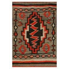 Antique 1920s American Navajo Carpet with Storm Pattern ( 4' 8" x 6' 9" - 142 x 205 )